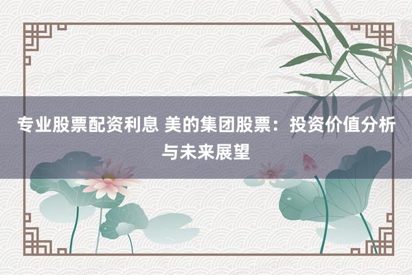 专业股票配资利息 美的集团股票：投资价值分析与未来展望