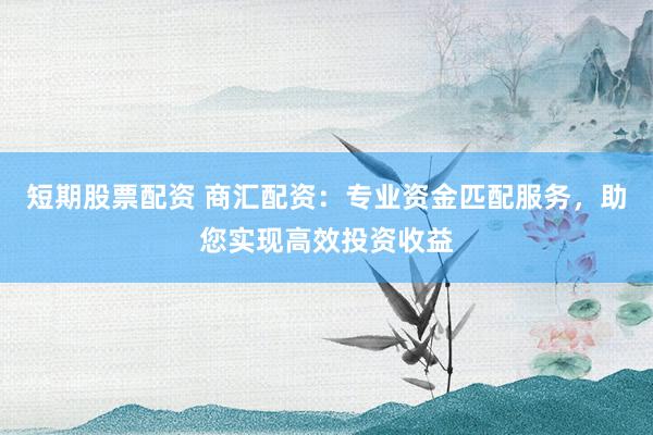 短期股票配资 商汇配资：专业资金匹配服务，助您实现高效投资收益