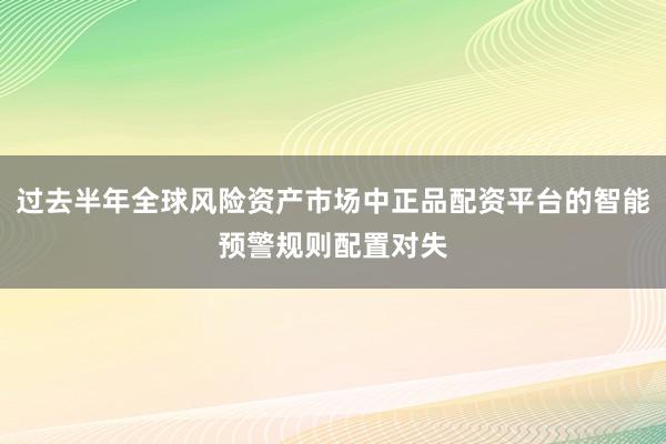 过去半年全球风险资产市场中正品配资平台的智能预警规则配置对失